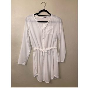 White long sleeve button down dress (Small)